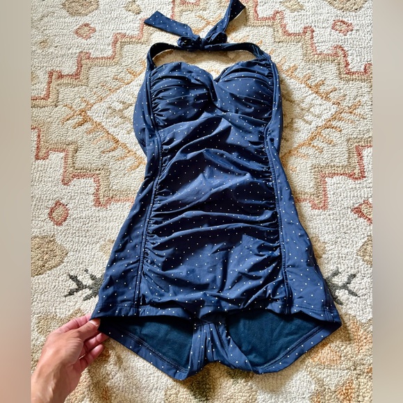 Seafolly Navy white dots retro style Swimsuit size 6